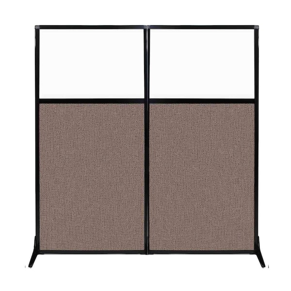 Work Station Screen 66" x 70" Latte Fabric With Clear Window